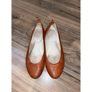 HESCHUNG Woman's Flat Shoes Brown  Leather Slip On 6.5